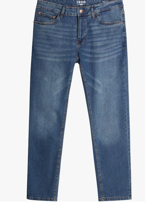 IZOD Men's Straight Leg Jeans - Comfortable Stretch Casual Pull On Denim Jeans for Men