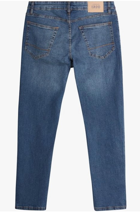 IZOD Men's Straight Leg Jeans - Comfortable Stretch Casual Pull On Denim Jeans for Men