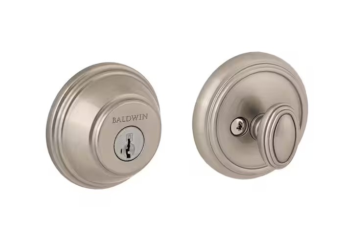 Baldwin Prestige Satin Nickel Single Cylinder Round Deadbolt Featuring SmartKey Security