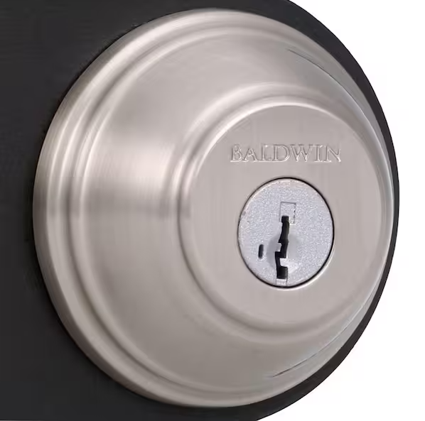 Baldwin Prestige Satin Nickel Single Cylinder Round Deadbolt Featuring SmartKey Security