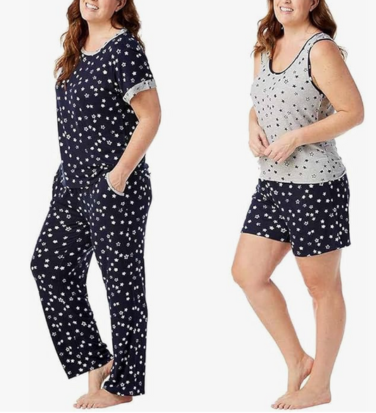 Lucky Brand Women's Pajama Set - 4 Piece XL Sleep Shirt, Tank Top, Pajama Pants, Lounge Shorts