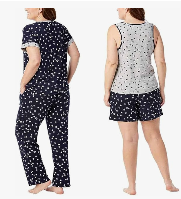 Lucky Brand Women's Pajama Set - 4 Piece XL Sleep Shirt, Tank Top, Pajama Pants, Lounge Shorts