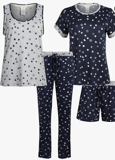 Lucky Brand Women's Pajama Set - 4 Piece XL Sleep Shirt, Tank Top, Pajama Pants, Lounge Shorts