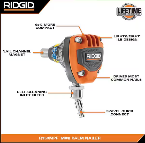 RIDGID Pneumatic 3-1/2 in. Mini Palm Nailer