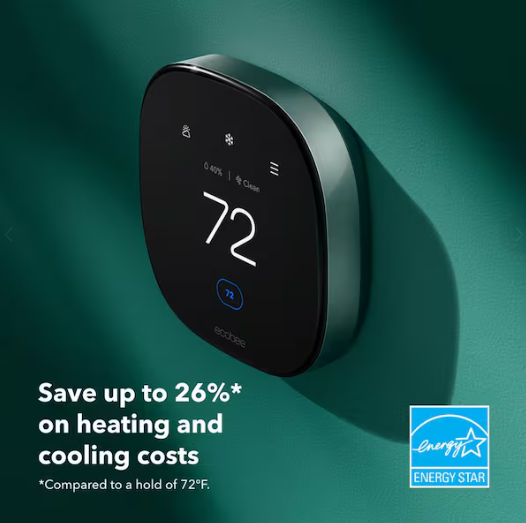 ecobee Smart Thermostat Premium with Smart Sensor and Air Quality Monitor Wifi Works with Siri, Alexa, Google Assistant