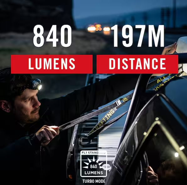 Coast FL86 840 Lumens Alkaline Dual Power LED Battery Powered Headlamp
