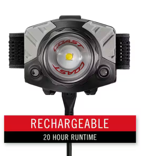 Coast FL86 840 Lumens Alkaline Dual Power LED Battery Powered Headlamp