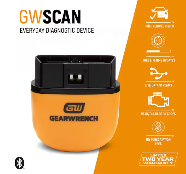 GEARWRENCH OBD2 Bluetooth Diagnostic Tester with GWSCAN App and Free Lifetime Software Updates (2-Pack)