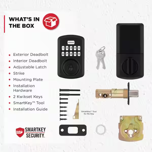 Kwikset Powerbolt 250 10-Button Keypad Matte Black Transitional Electronic Deadbolt Door Lock