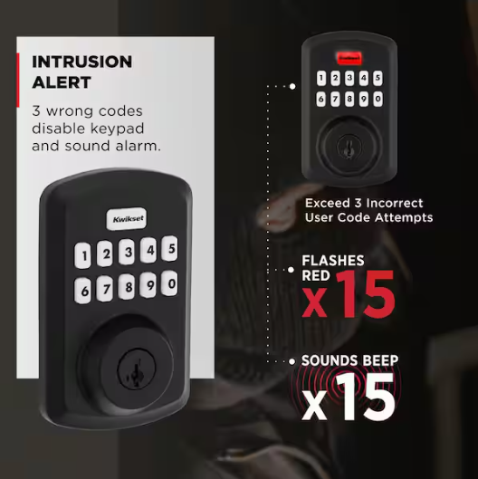 Kwikset Powerbolt 250 10-Button Keypad Matte Black Transitional Electronic Deadbolt Door Lock