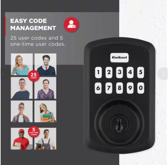 Kwikset Powerbolt 250 10-Button Keypad Matte Black Transitional Electronic Deadbolt Door Lock