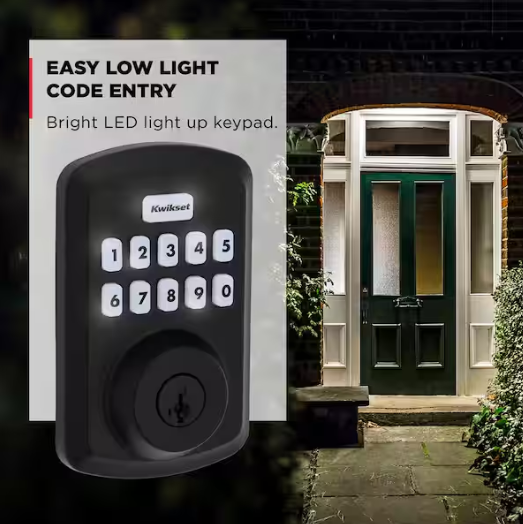 Kwikset Powerbolt 250 10-Button Keypad Matte Black Transitional Electronic Deadbolt Door Lock