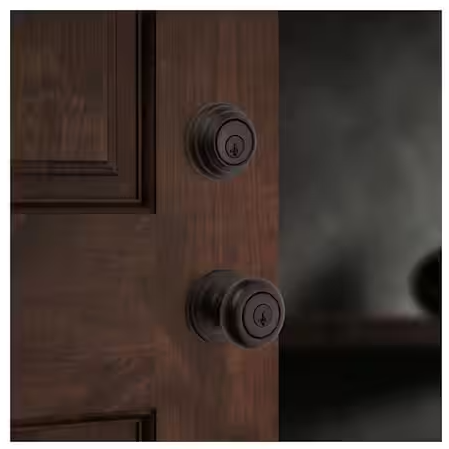 Kwikset Juno Venetian Bronze Exterior Entry Door Knob and Single Cylinder Deadbolt Combo Pack Featuring SmartKey Security