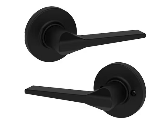 Kwikset Hollis Round Rose Matte Black Passage Hall/Closet Door Handle
