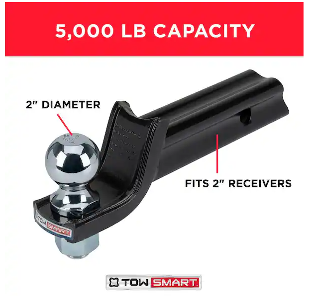 TowSmart Class 3 5000 lb. "X" Mount Security Kit with 2 in. Ball, 5/8 in. Locking Pin, 2 in. Drop x 3/4 in. Rise Ball Mount