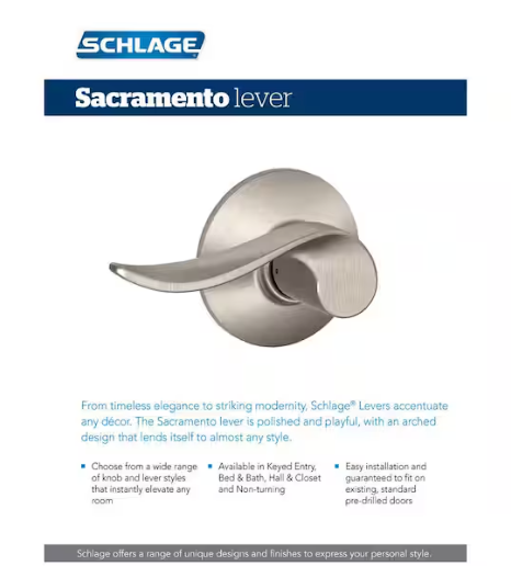 Schlage Sacramento Aged Bronze Keyed Entry Door Handle