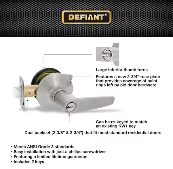 Defiant Olympic Stainless Steel Keyed Entry Door Handle