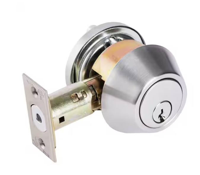 Universal Hardware Industrial Duty Commercial Single Cylinder Deadbolt, UL 3-Hour Fire ANSI Grade 1, Satin Chrome Finish