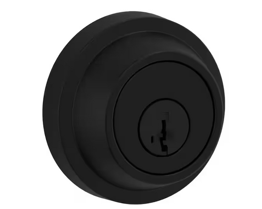 Kwikset Round Matte Black Single Cylinder Deadbolt Featuring SmartKey Security