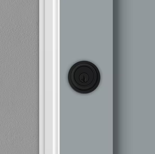Kwikset Round Matte Black Single Cylinder Deadbolt Featuring SmartKey Security