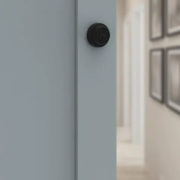 Kwikset Round Matte Black Single Cylinder Deadbolt Featuring SmartKey Security