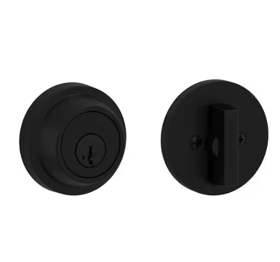 Kwikset Round Matte Black Single Cylinder Deadbolt Featuring SmartKey Security