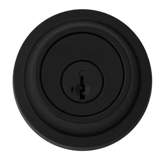 Kwikset Round Matte Black Single Cylinder Deadbolt Featuring SmartKey Security