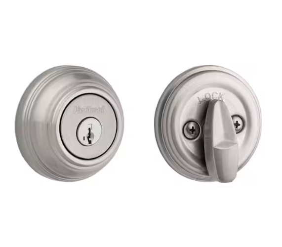Kwikset Satin Nickel Single Cylinder Deadbolt featuring SmartKey Security with Microban Antimicrobial Technology