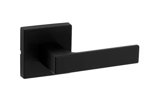 Kwikset Singapore Square Matte Black Hall/Closet Door Handle with Microban