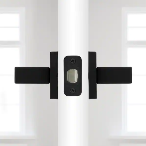 Kwikset Singapore Square Matte Black Hall/Closet Door Handle with Microban