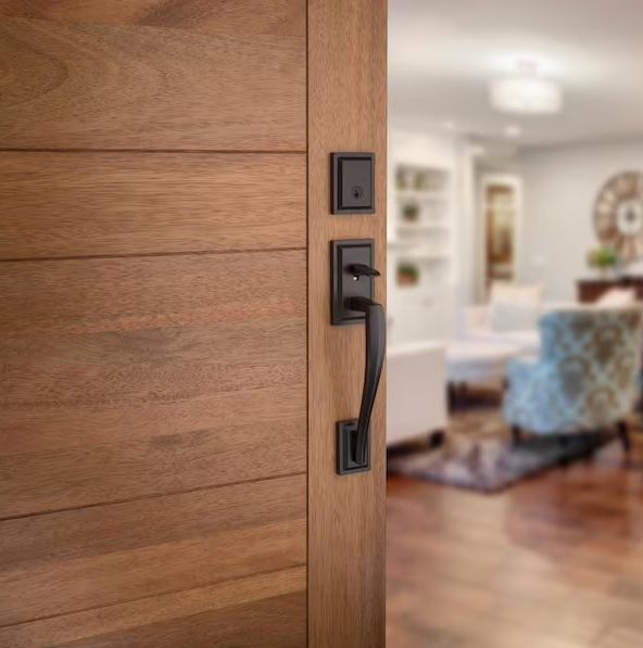 Baldwin Torrey Pines Venetian Bronze Low Profile Single Cylinder Entry Door Handleset w/ Torrey Door Handle ft SmartKey Security