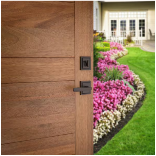 Baldwin Torrey Pines Venetian Bronze Low Profile Single Cylinder Entry Door Handleset w/ Torrey Door Handle ft SmartKey Security
