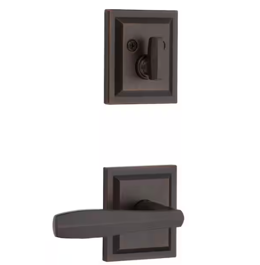 Baldwin Torrey Pines Venetian Bronze Low Profile Single Cylinder Entry Door Handleset w/ Torrey Door Handle ft SmartKey Security
