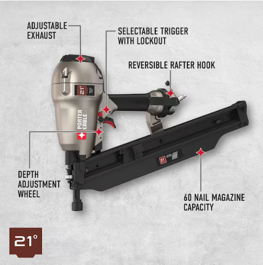 Porter-Cable 21-Degree 3-1/2 in. Full Round Framing Nailer