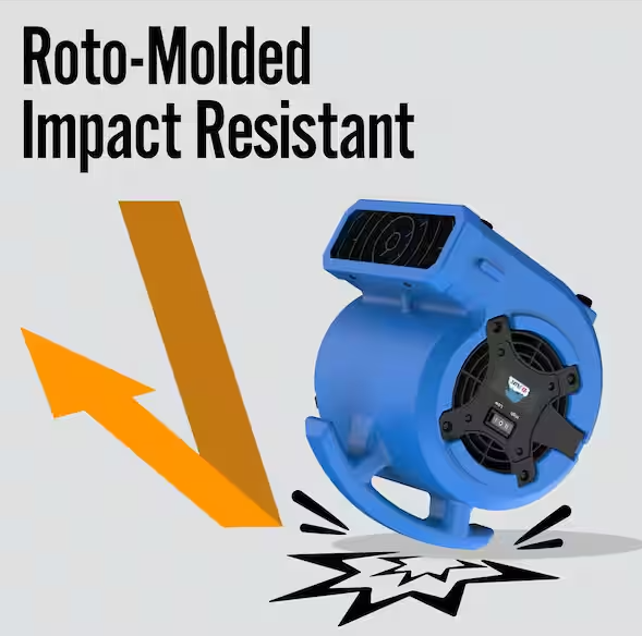 B-Air 1/8 HP Air Mover Carpet Dryer Floor Blower Fan for Home Use in Blue