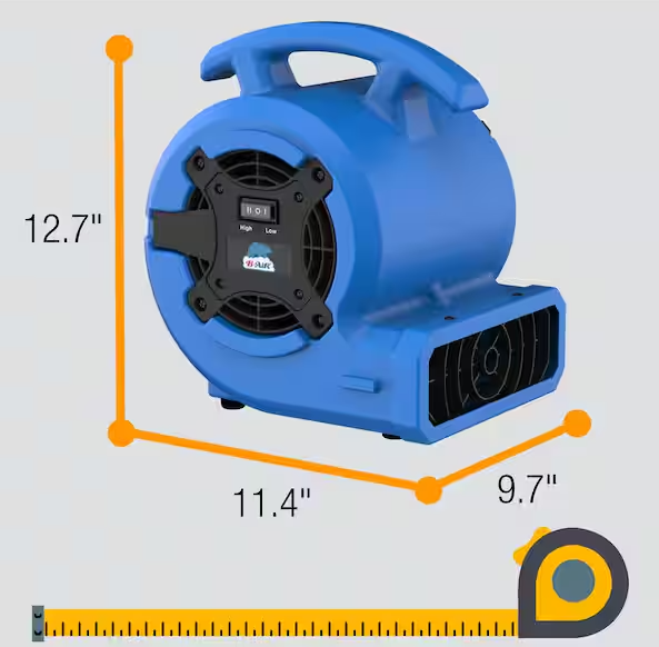 B-Air 1/8 HP Air Mover Carpet Dryer Floor Blower Fan for Home Use in Blue