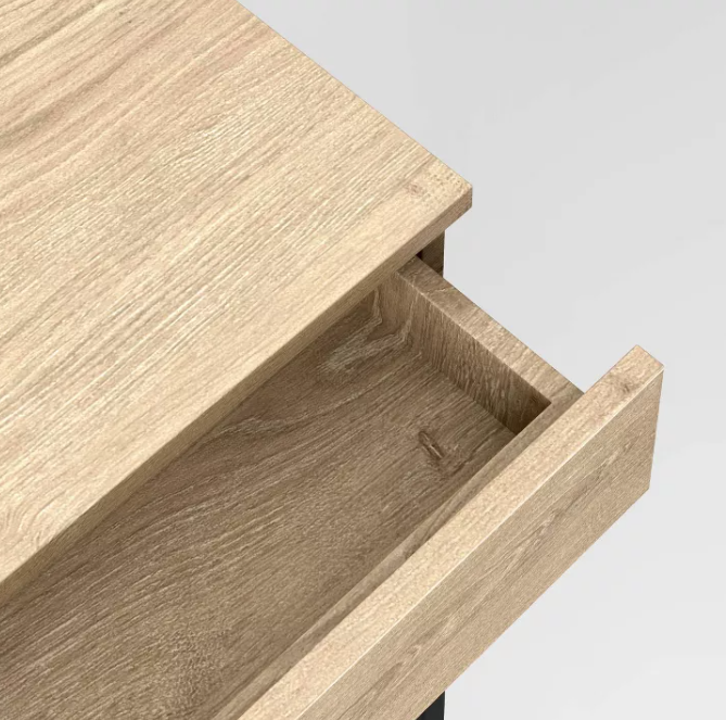Loring Wood Writing Desk with Drawers and Charging Station Oak - Threshold™