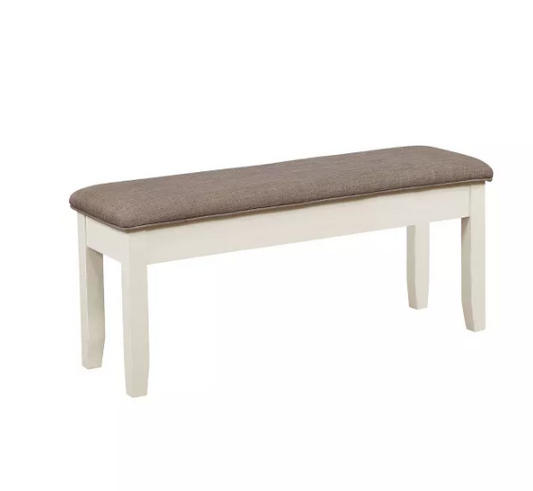 Emma Wood Frame Hinged Top Taupe Fabric Seat Storage Bench White