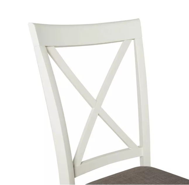 Set of 2 Emma White Wood X Back Side Chairs with Upholstered Seat - Powell: Farmhouse Design, Rubberwood