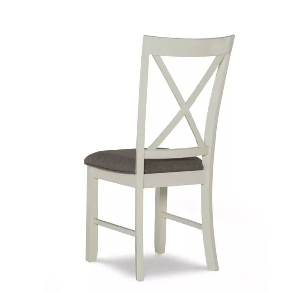 Set of 2 Emma White Wood X Back Side Chairs with Upholstered Seat - Powell: Farmhouse Design, Rubberwood