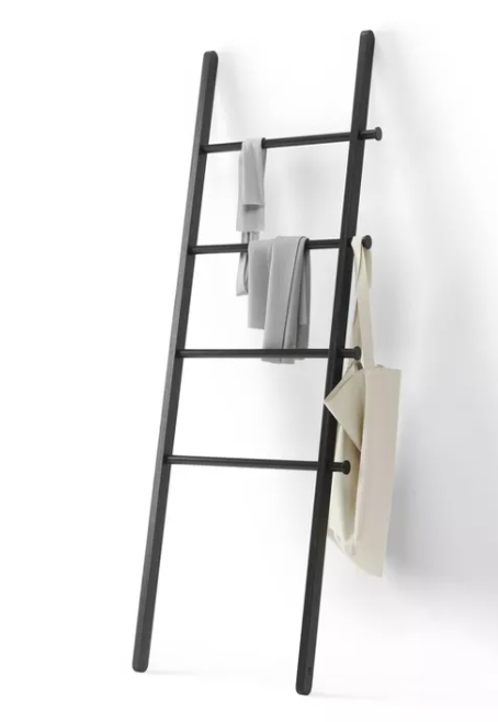 Leana Decorative Ladder Black - Umbra: Towel Rack, Clothing Organizer, 4-Rung Storage