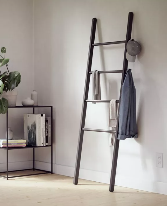 Leana Decorative Ladder Black - Umbra: Towel Rack, Clothing Organizer, 4-Rung Storage