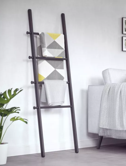 Leana Decorative Ladder Black - Umbra: Towel Rack, Clothing Organizer, 4-Rung Storage