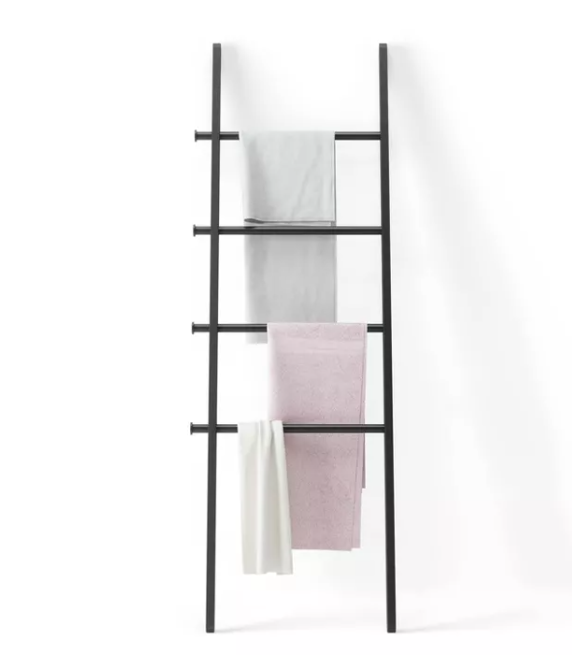 Leana Decorative Ladder Black - Umbra: Towel Rack, Clothing Organizer, 4-Rung Storage