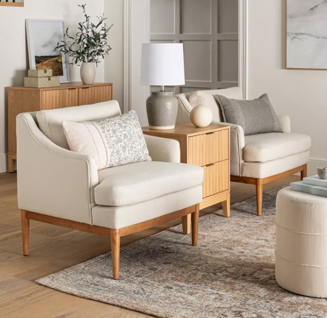 Thousand Oaks Wood Scalloped Side Table with Drawers Natural - Threshold™designed with Studio McGee