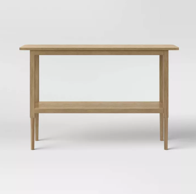 Gretna Narrow Console Table Natural - Threshold™: Solid Wood, Rustic Sofa Table with Shelf