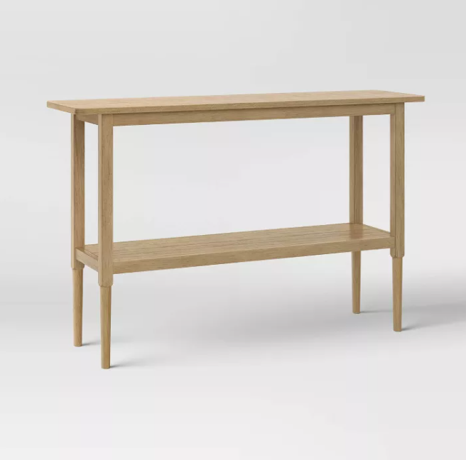 Gretna Narrow Console Table Natural - Threshold™: Solid Wood, Rustic Sofa Table with Shelf