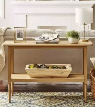 Gretna Narrow Console Table Natural - Threshold™: Solid Wood, Rustic Sofa Table with Shelf