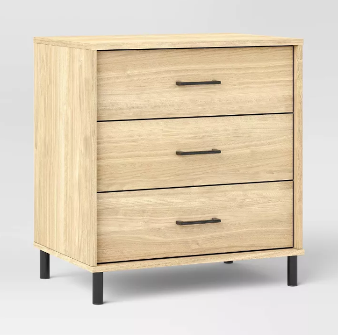 Mixed Material Wood and Metal 3 Drawer Dresser Natural Wood - Room Essentials™