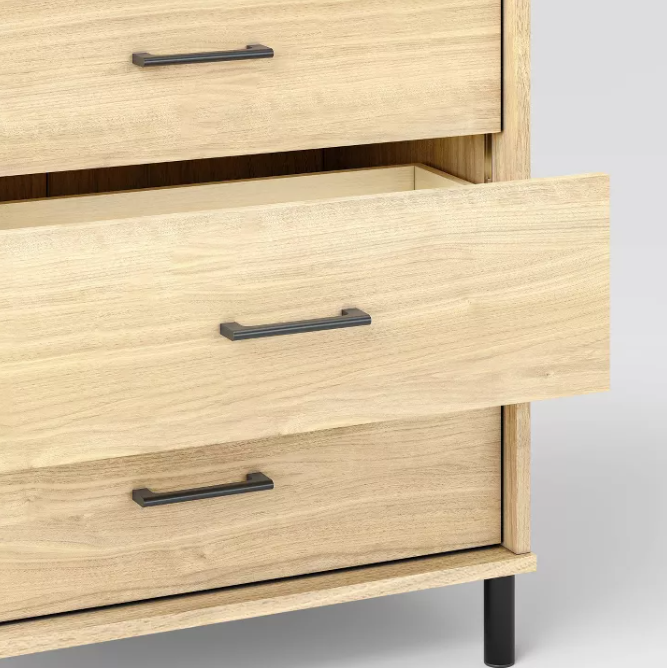 Mixed Material Wood and Metal 3 Drawer Dresser Natural Wood - Room Essentials™